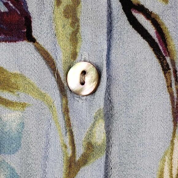J Jill Shirt Top Women’s Plus Size 2X Blue Floral Button Up Long Sleeve Rayon - Picture 6 of 10